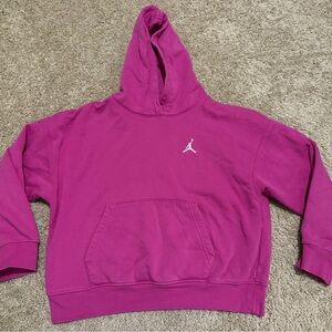 Jordan Big Girls' Brooklyn Essentials Hoodie in a pink/fuchsia color size 12-13